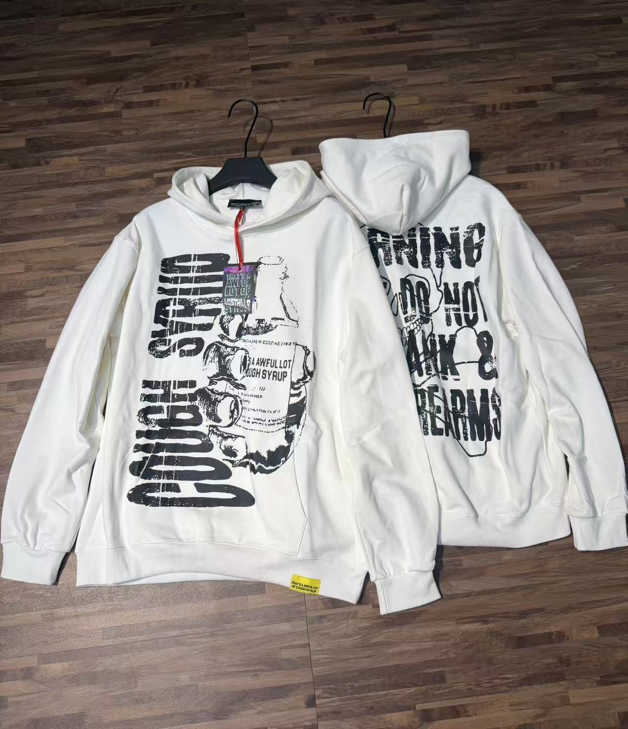 Factory Wholesale 100% Cotton Hoodies Sweatshirts Oversized Flock Printing Heavyweight Fleece That's Awful Men Hoodie