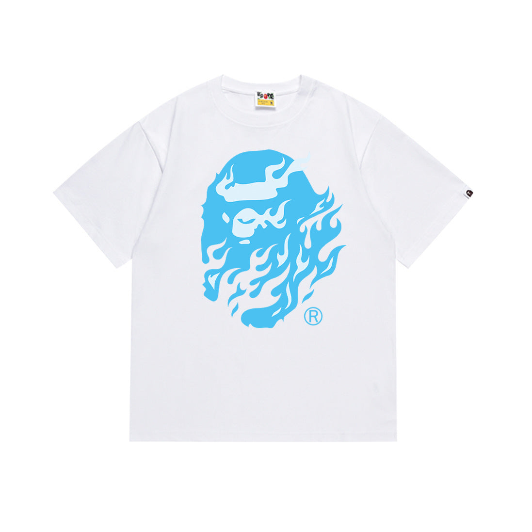 Bape Style Ape Head Graphic Print Short Sleeve T-Shirt, Men's Streetwear Oversized Cotton Tee, Hip Hop Casual Top