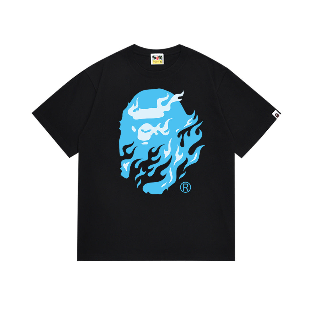Bape Style Ape Head Graphic Print Short Sleeve T-Shirt, Men's Streetwear Oversized Cotton Tee, Hip Hop Casual Top