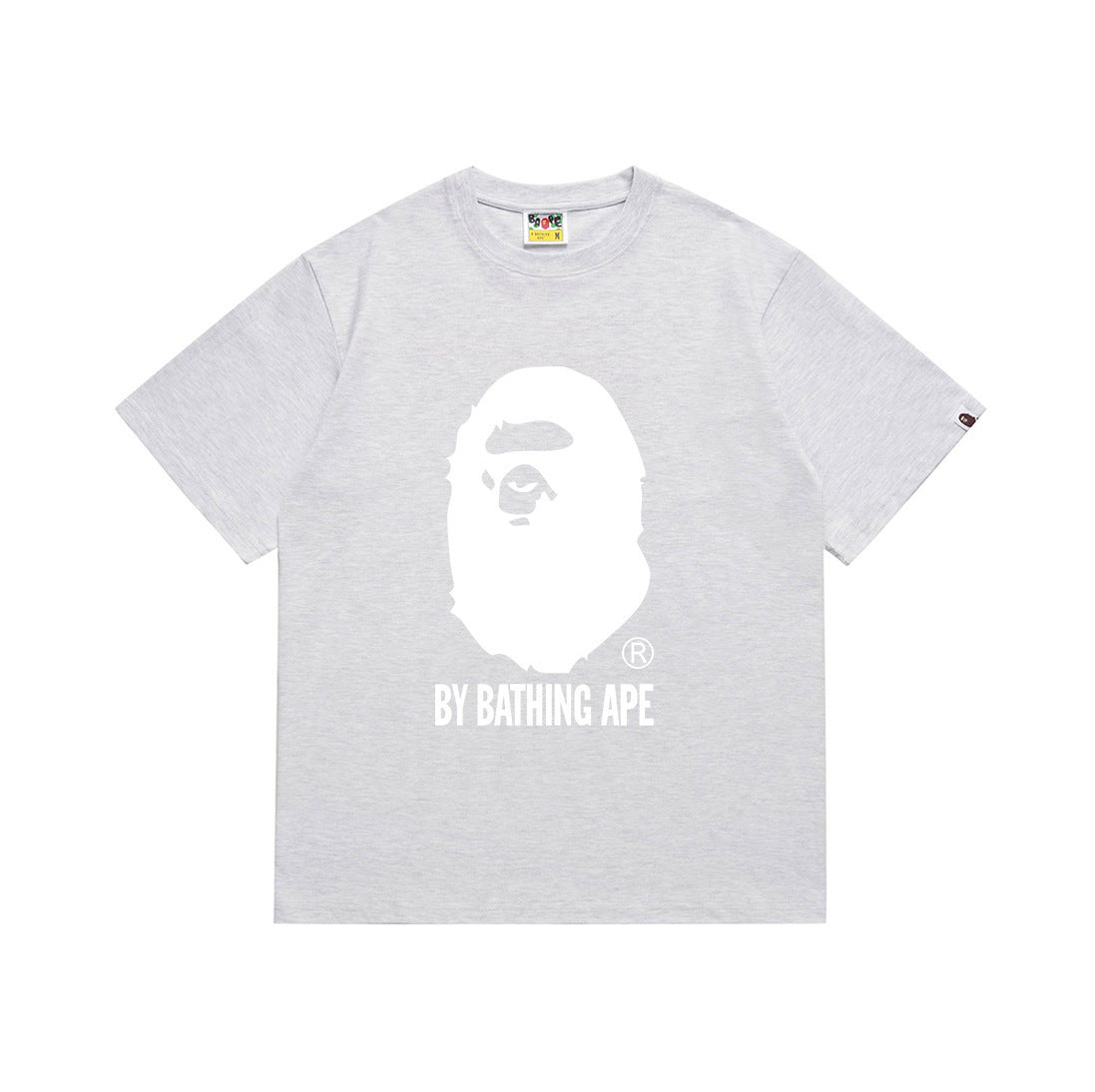 Bape Style Ape Head Graphic Print Short Sleeve T-Shirt, Men's Streetwear Oversized Cotton Tee, Hip Hop Casual Top