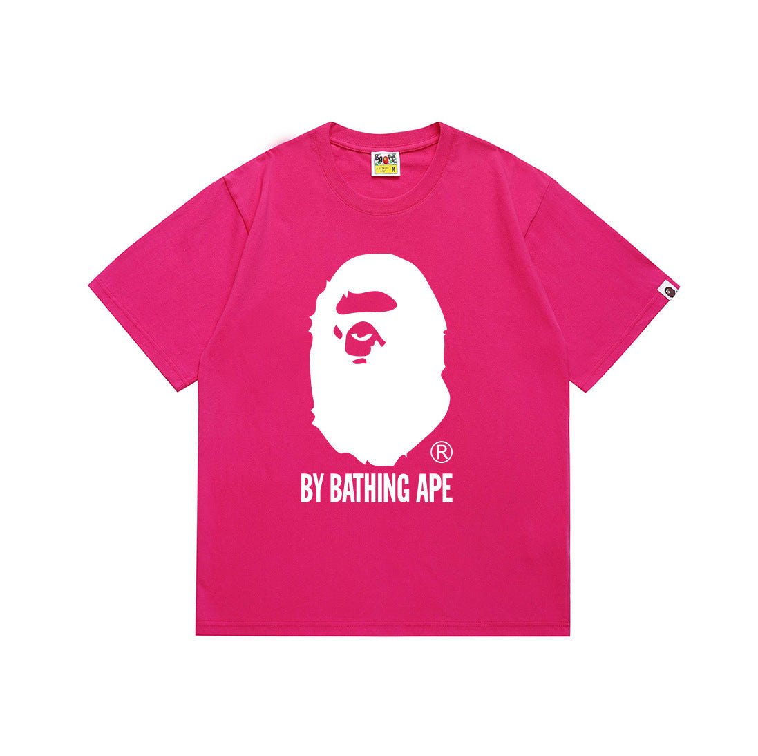 Bape Style Ape Head Graphic Print Short Sleeve T-Shirt, Men's Streetwear Oversized Cotton Tee, Hip Hop Casual Top