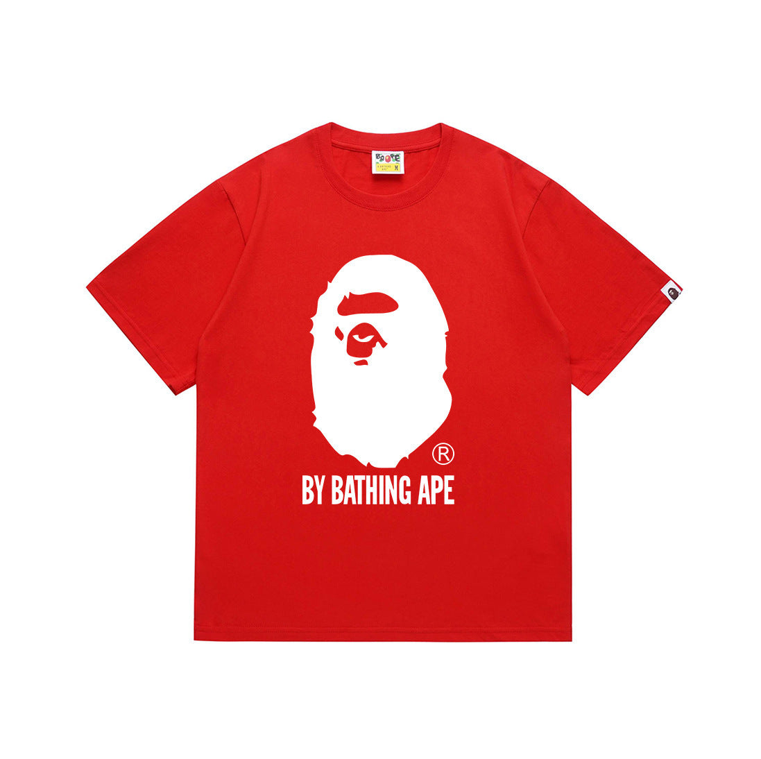 Bape Style Ape Head Graphic Print Short Sleeve T-Shirt, Men's Streetwear Oversized Cotton Tee, Hip Hop Casual Top