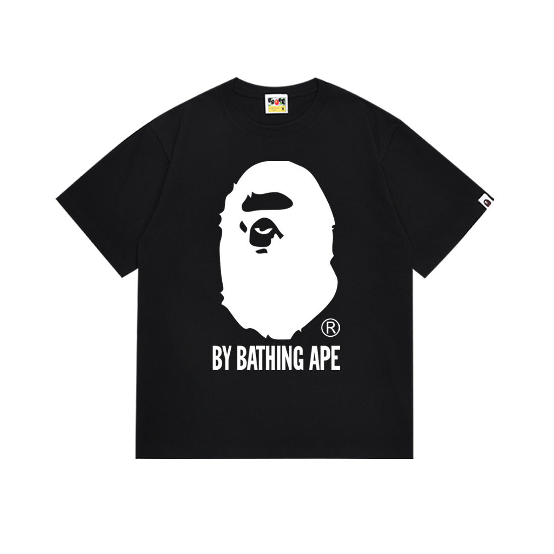 Bape Style Ape Head Graphic Print Short Sleeve T-Shirt, Men's Streetwear Oversized Cotton Tee, Hip Hop Casual Top