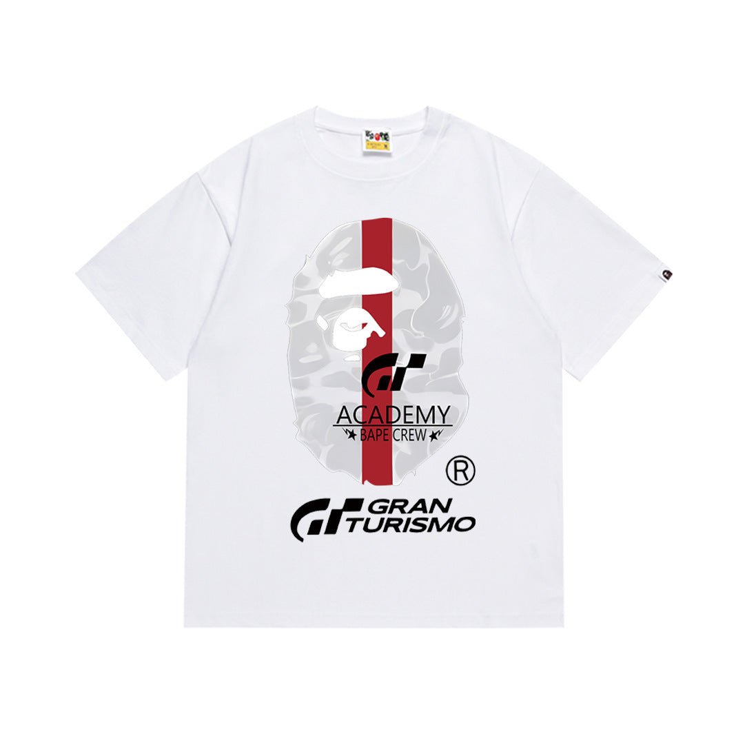 Bape Style Ape Head Graphic Print Short Sleeve T-Shirt, Men's Streetwear Oversized Cotton Tee, Hip Hop Casual Top