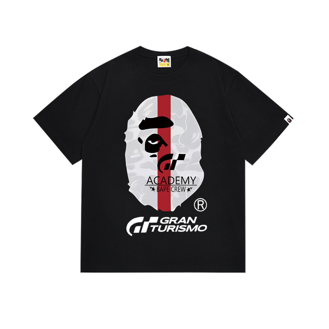 Bape Style Ape Head Graphic Print Short Sleeve T-Shirt, Men's Streetwear Oversized Cotton Tee, Hip Hop Casual Top