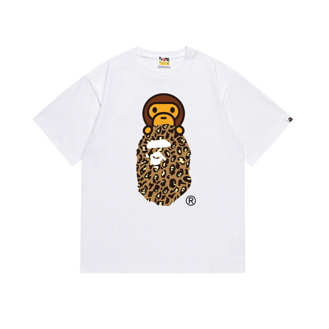 Bape Style Ape Head Graphic Print Short Sleeve T-Shirt, Men's Streetwear Oversized Cotton Tee, Hip Hop Casual Top