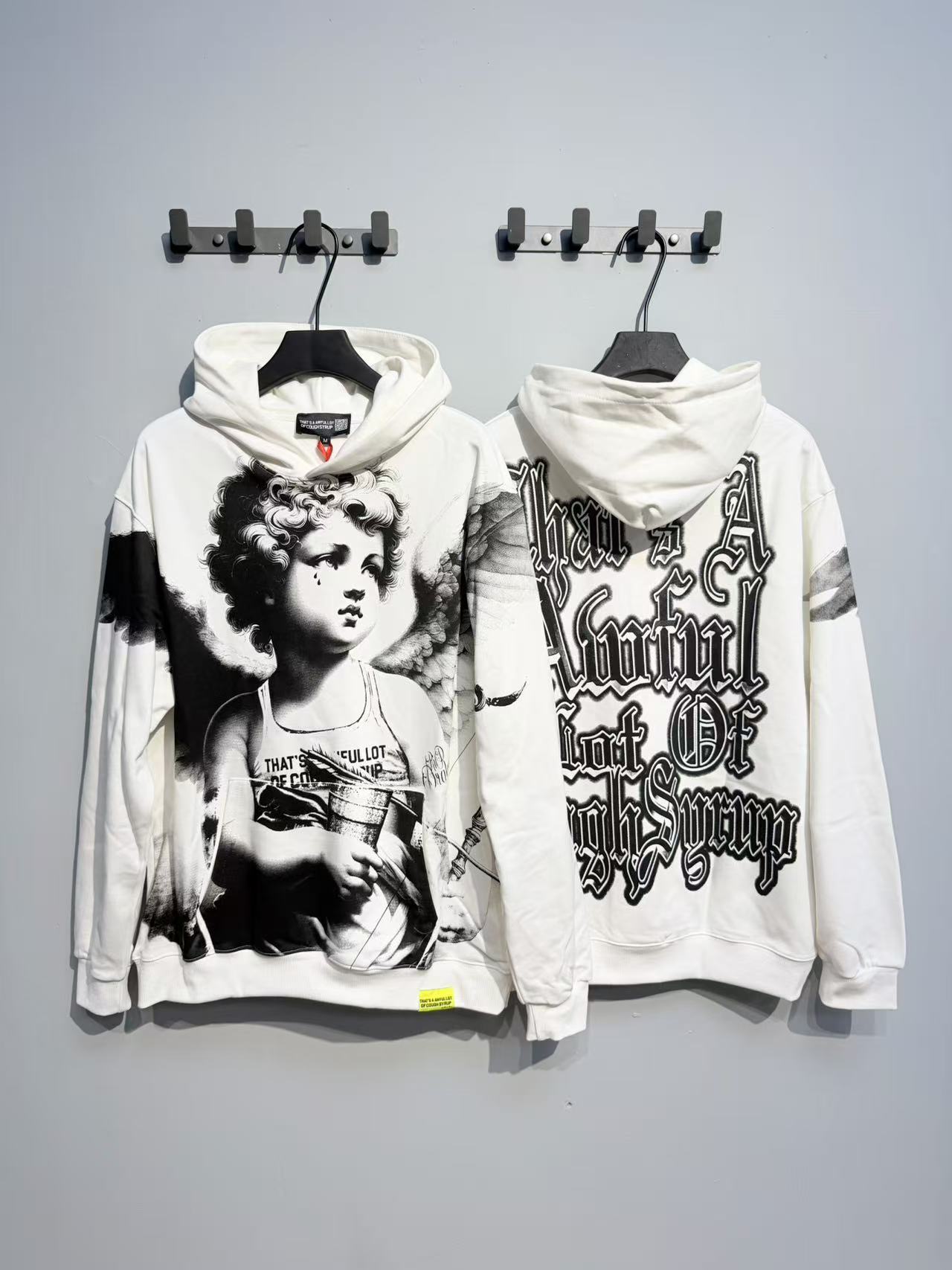 Factory Wholesale 100% Cotton Hoodies Sweatshirts Oversized Flock Printing Heavyweight Fleece That's Awful Men Hoodie