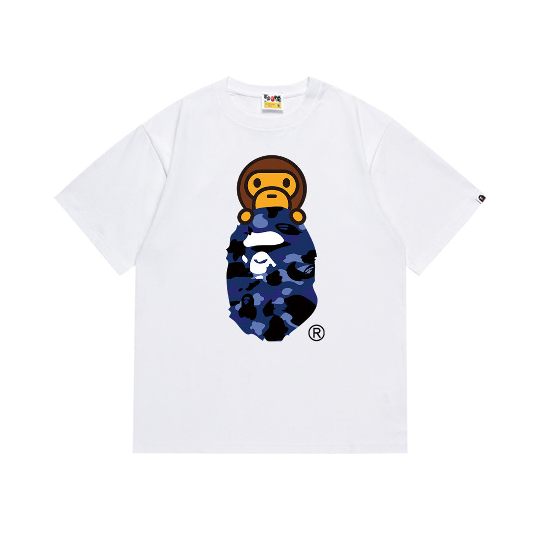 Bape Style Ape Head Graphic Print Short Sleeve T-Shirt, Men's Streetwear Oversized Cotton Tee, Hip Hop Casual Top