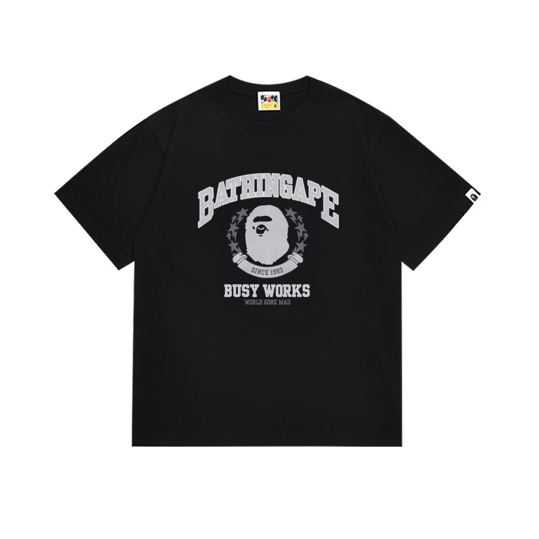 Bape Style Ape Head Graphic Print Short Sleeve T-Shirt, Men's Streetwear Oversized Cotton Tee, Hip Hop Casual Top