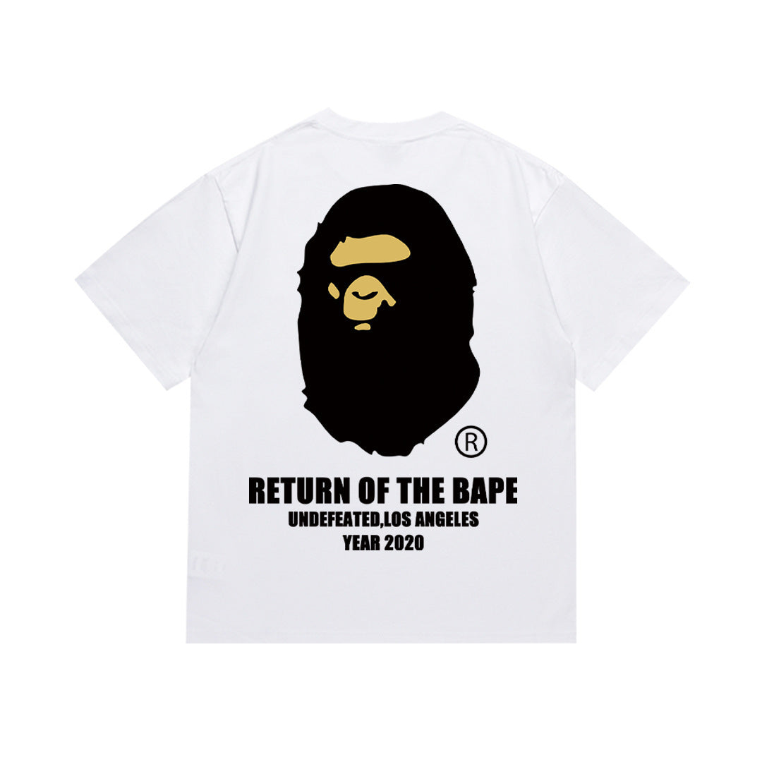 Bape Style Ape Head Graphic Print Short Sleeve T-Shirt, Men's Streetwear Oversized Cotton Tee, Hip Hop Casual Top