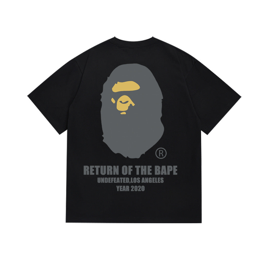 Bape Style Ape Head Graphic Print Short Sleeve T-Shirt, Men's Streetwear Oversized Cotton Tee, Hip Hop Casual Top