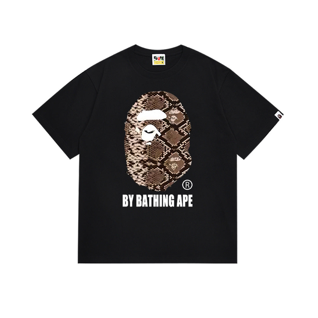 Bape Style Ape Head Graphic Print Short Sleeve T-Shirt, Men's Streetwear Oversized Cotton Tee, Hip Hop Casual Top