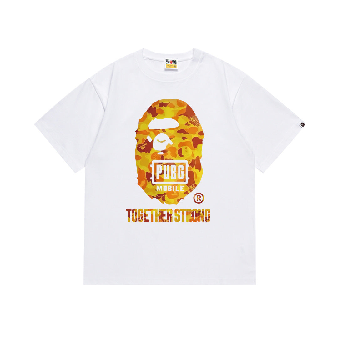 Bape Style Ape Head Graphic Print Short Sleeve T-Shirt, Men's Streetwear Oversized Cotton Tee, Hip Hop Casual Top