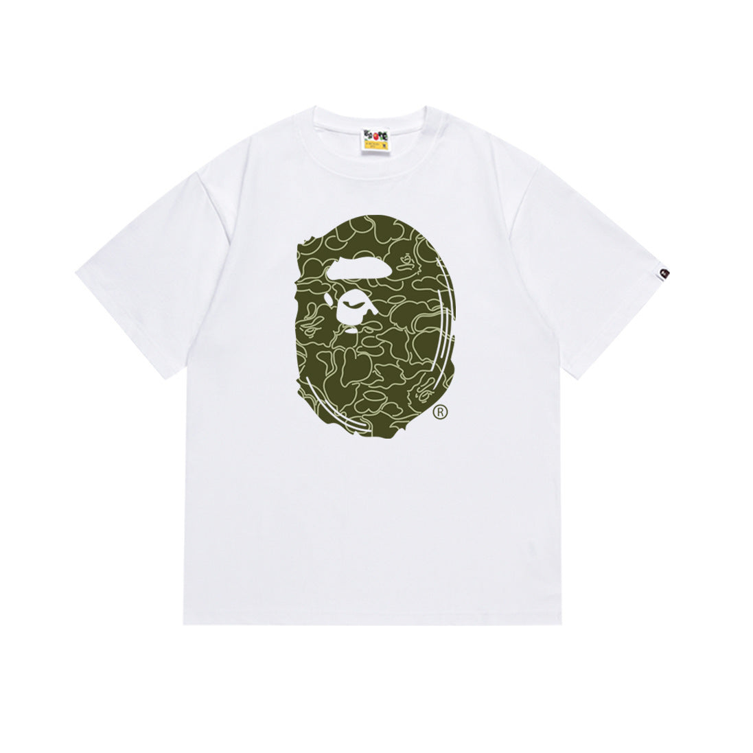 Bape Style Ape Head Graphic Print Short Sleeve T-Shirt, Men's Streetwear Oversized Cotton Tee, Hip Hop Casual Top