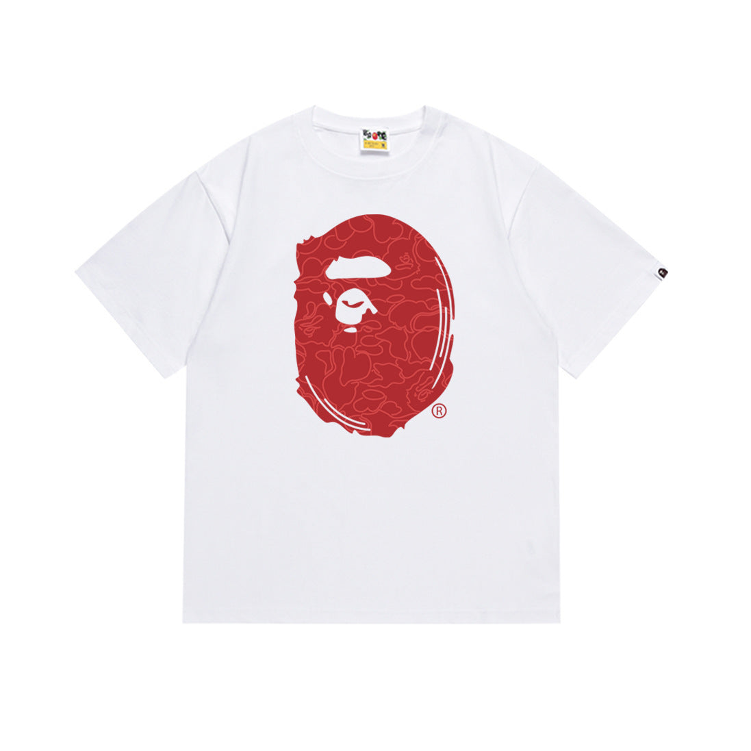 Bape Style Ape Head Graphic Print Short Sleeve T-Shirt, Men's Streetwear Oversized Cotton Tee, Hip Hop Casual Top