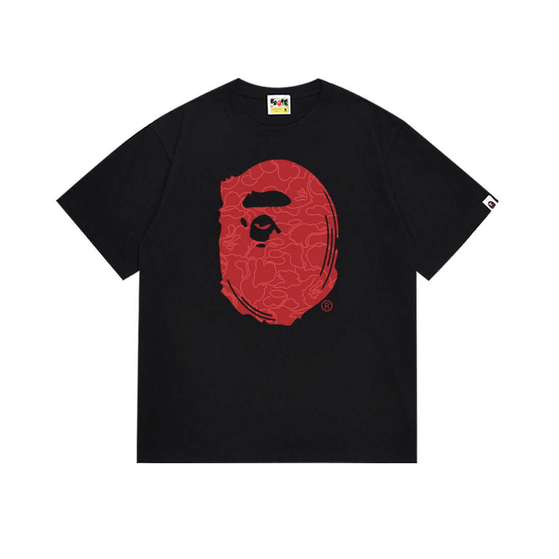 Bape Style Ape Head Graphic Print Short Sleeve T-Shirt, Men's Streetwear Oversized Cotton Tee, Hip Hop Casual Top