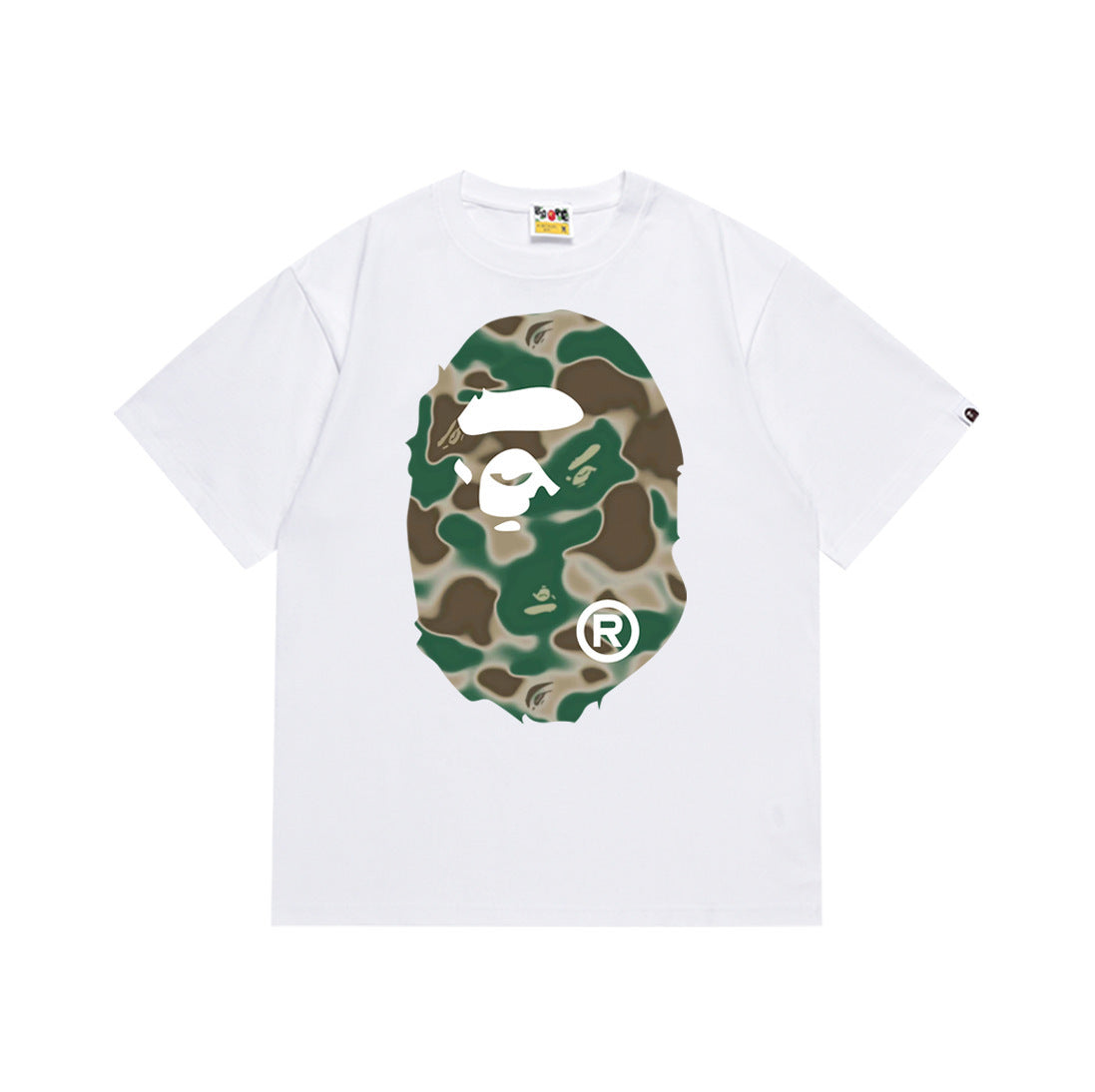Bape Style Ape Head Graphic Print Short Sleeve T-Shirt, Men's Streetwear Oversized Cotton Tee, Hip Hop Casual Top