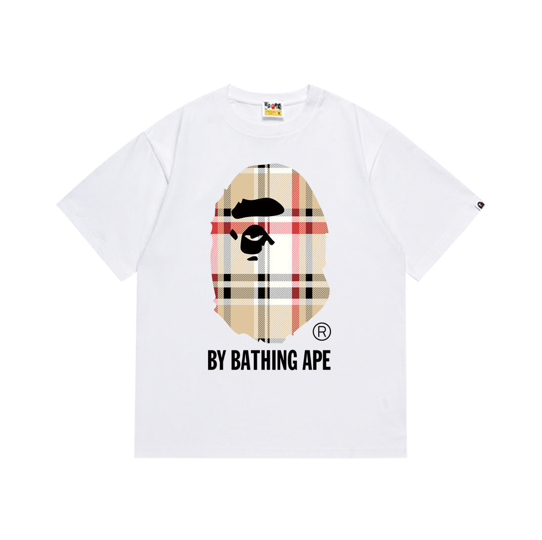 Bape Style Ape Head Graphic Print Short Sleeve T-Shirt, Men's Streetwear Oversized Cotton Tee, Hip Hop Casual Top