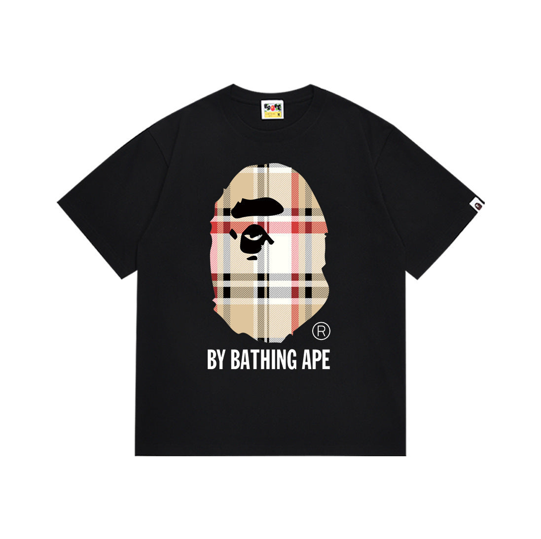Bape Style Ape Head Graphic Print Short Sleeve T-Shirt, Men's Streetwear Oversized Cotton Tee, Hip Hop Casual Top