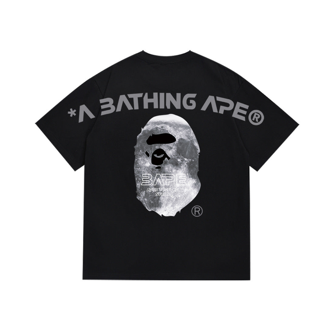 Bape Style Ape Head Graphic Print Short Sleeve T-Shirt, Men's Streetwear Oversized Cotton Tee, Hip Hop Casual Top