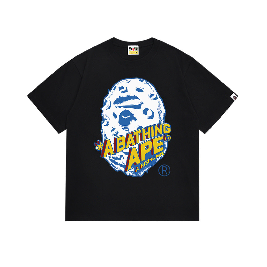 Bape Style Ape Head Graphic Print Short Sleeve T-Shirt, Men's Streetwear Oversized Cotton Tee, Hip Hop Casual Top