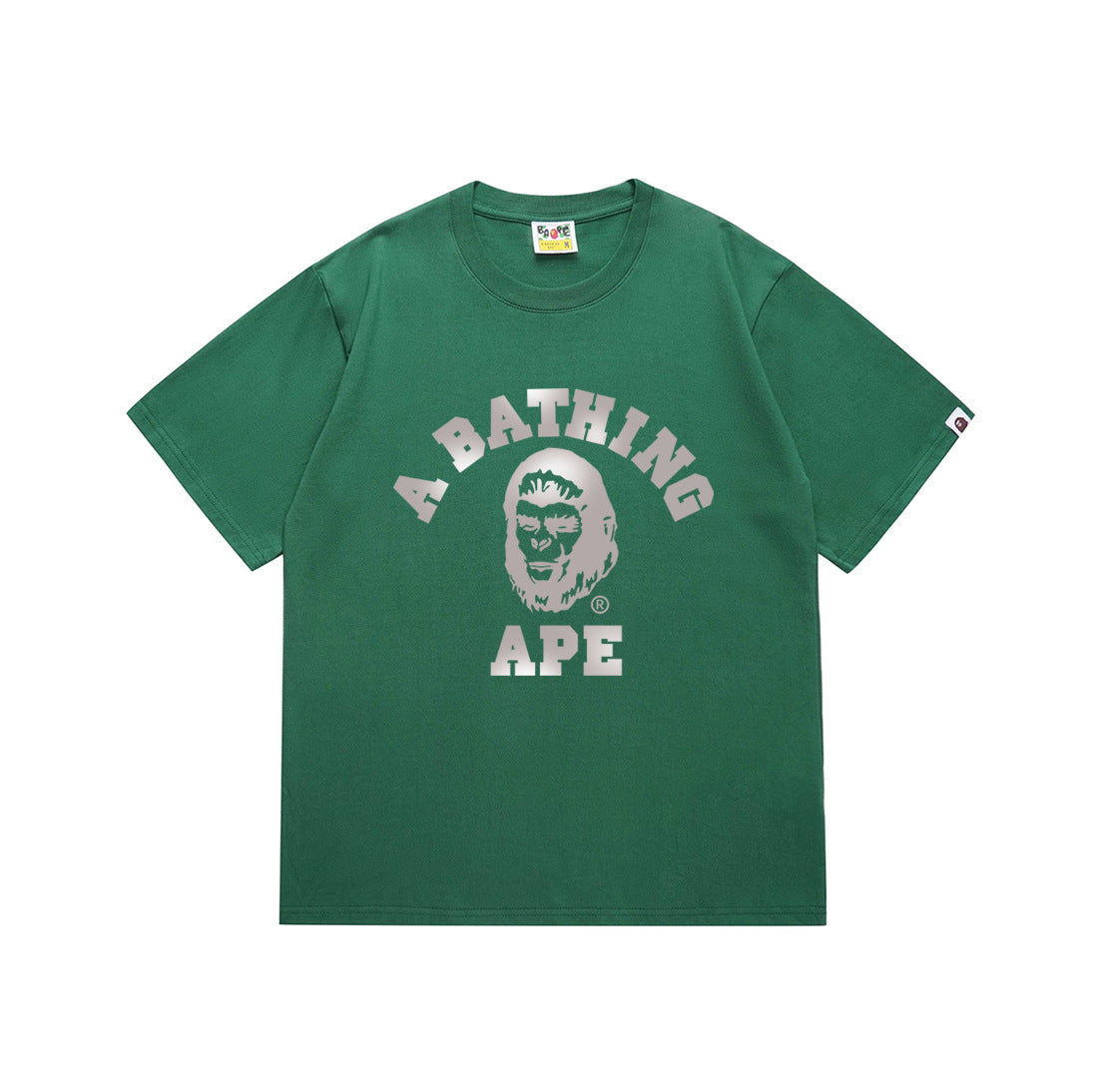 Bape Style Ape Head Graphic Print Short Sleeve T-Shirt, Men's Streetwear Oversized Cotton Tee, Hip Hop Casual Top