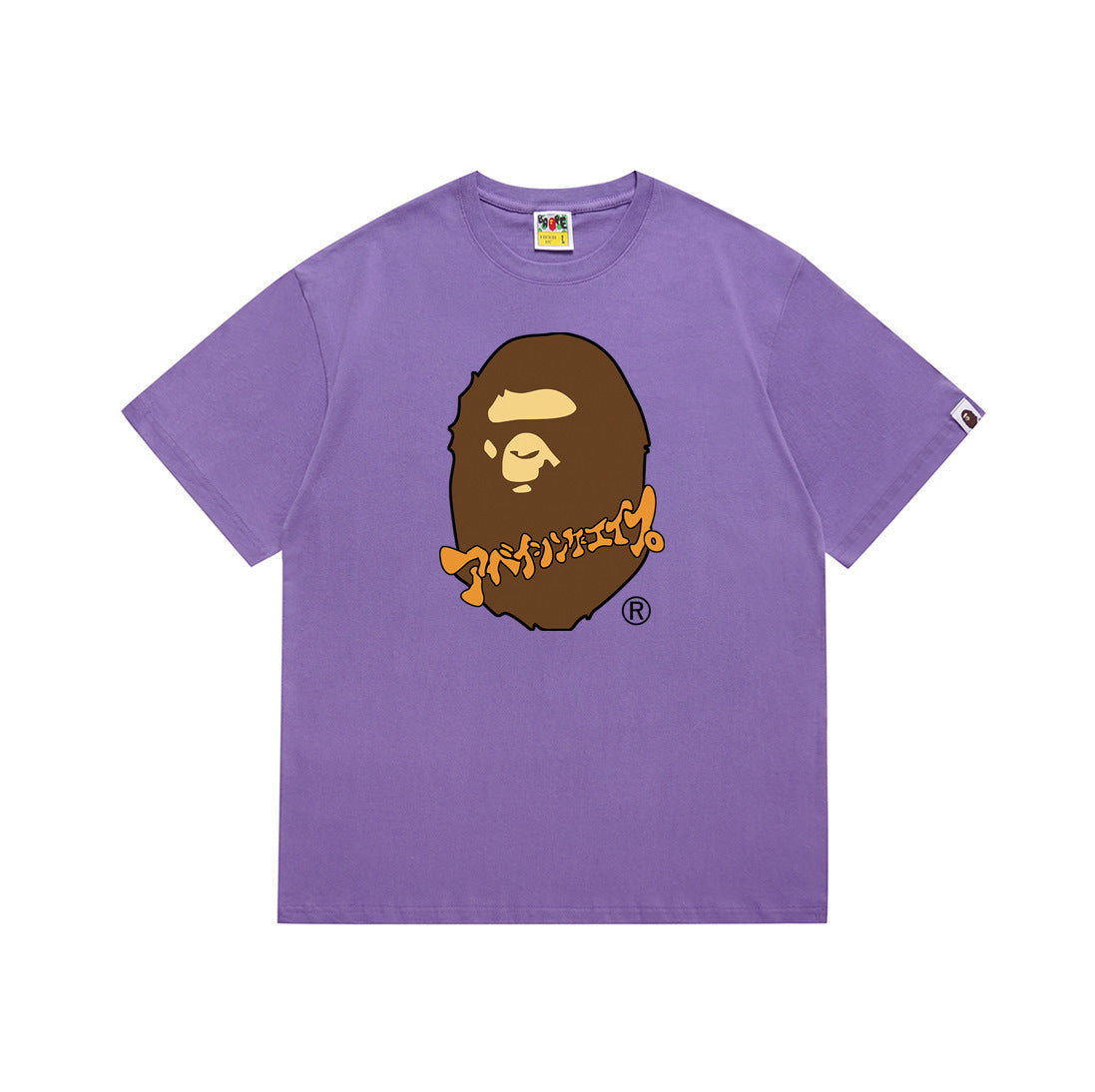 Bape Style Ape Head Graphic Print Short Sleeve T-Shirt, Men's Streetwear Oversized Cotton Tee, Hip Hop Casual Top