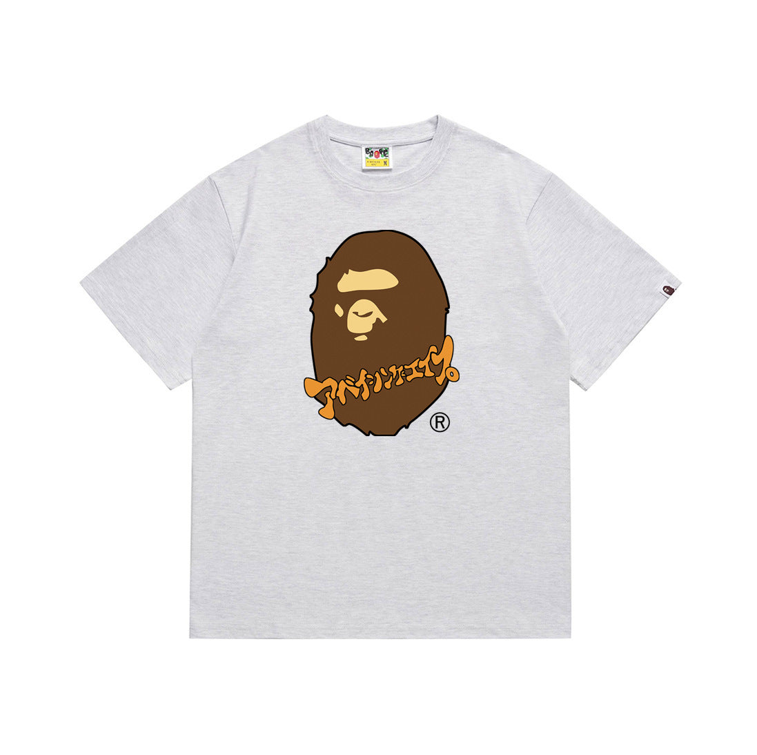 Bape Style Ape Head Graphic Print Short Sleeve T-Shirt, Men's Streetwear Oversized Cotton Tee, Hip Hop Casual Top