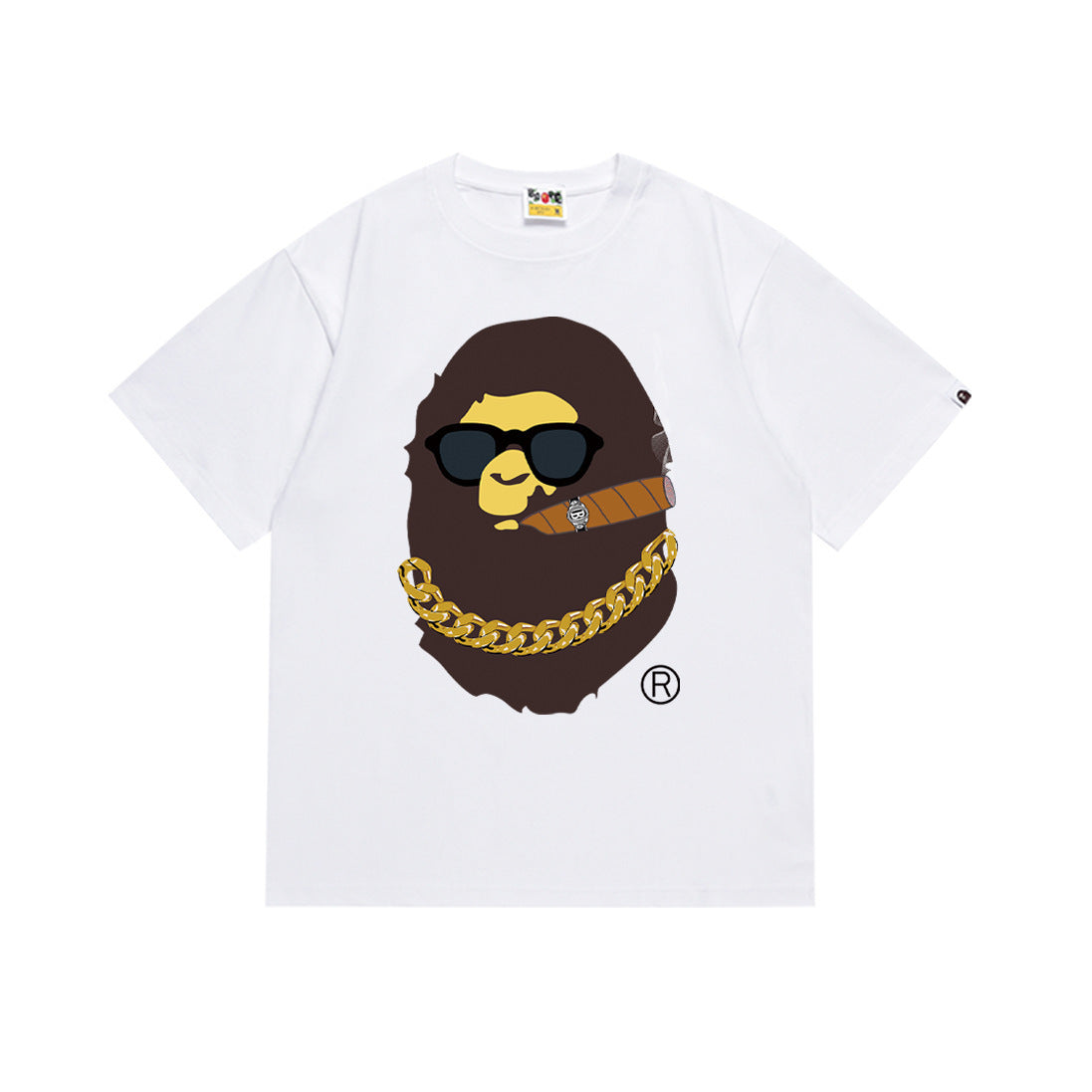 Bape Style Men's Ape Head Graphic Oversized T-Shirt, Premium Cotton Streetwear Tee, Hip Hop Casual Short Sleeve Top