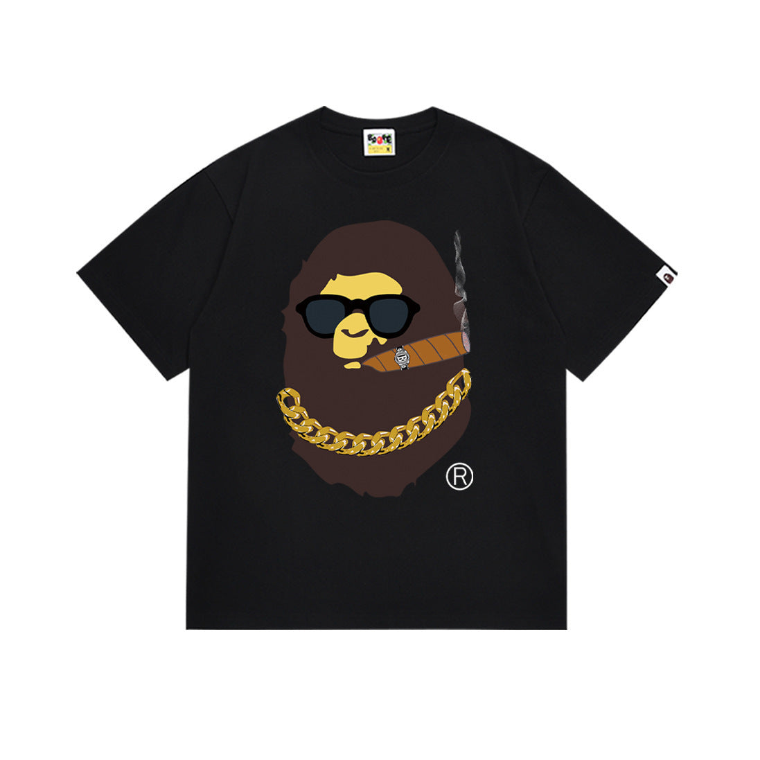 Bape Style Men's Ape Head Graphic Oversized T-Shirt, Premium Cotton Streetwear Tee, Hip Hop Casual Short Sleeve Top