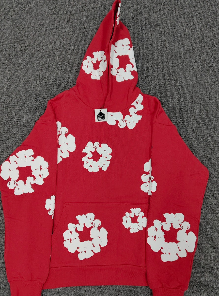 Top Quality 100% Cotton Men's Clothing Tears Hoodies Sweatshirts 430gsm Streetwear Tracksuits Denim Puff Printing Hoodie for Men