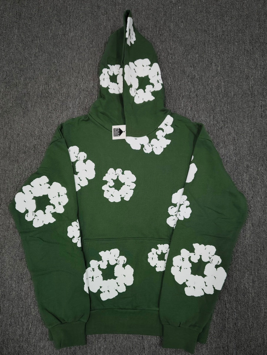 Top Quality 100% Cotton Men's Clothing Tears Hoodies Sweatshirts 430gsm Streetwear Tracksuits Denim Puff Printing Hoodie for Men