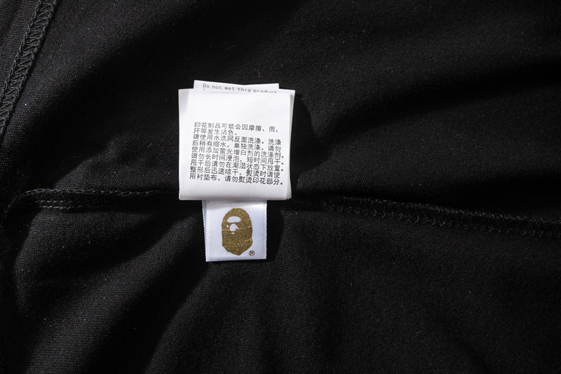 Bape Style Ape Head Graphic Print Short Sleeve T-Shirt, Men's Streetwear Oversized Cotton Tee, Hip Hop Casual Top