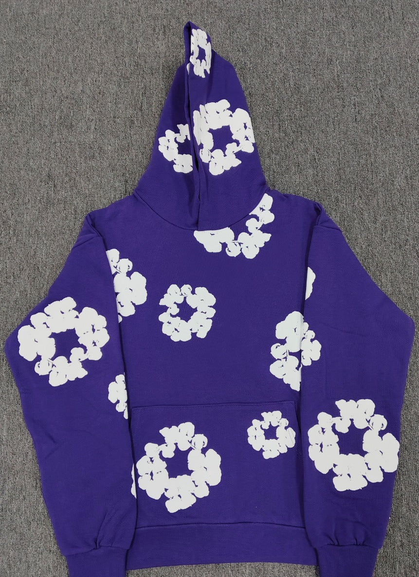 Top Quality 100% Cotton Men's Clothing Tears Hoodies Sweatshirts 430gsm Streetwear Tracksuits Denim Puff Printing Hoodie for Men