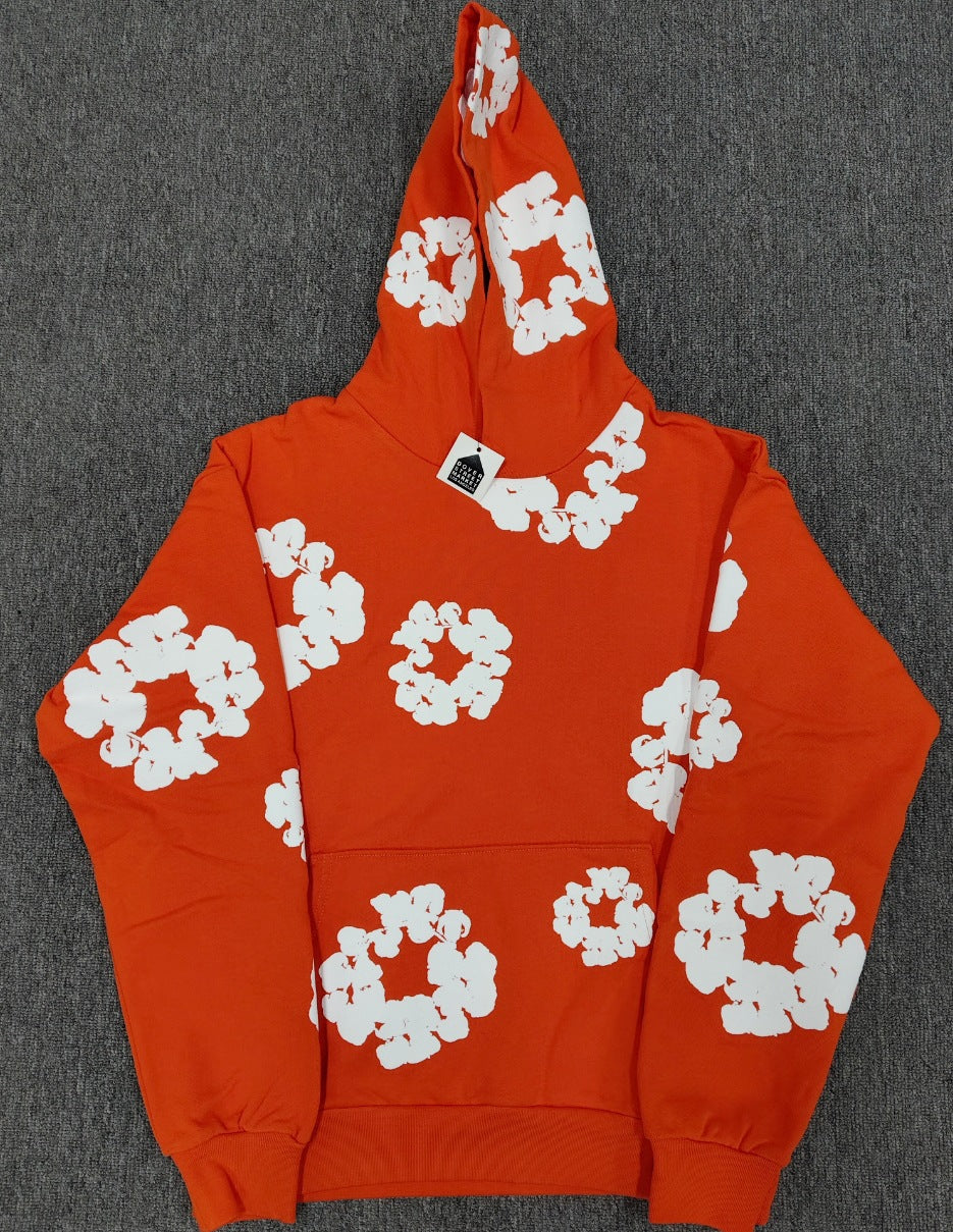 Top Quality 100% Cotton Men's Clothing Tears Hoodies Sweatshirts 430gsm Streetwear Tracksuits Denim Puff Printing Hoodie for Men