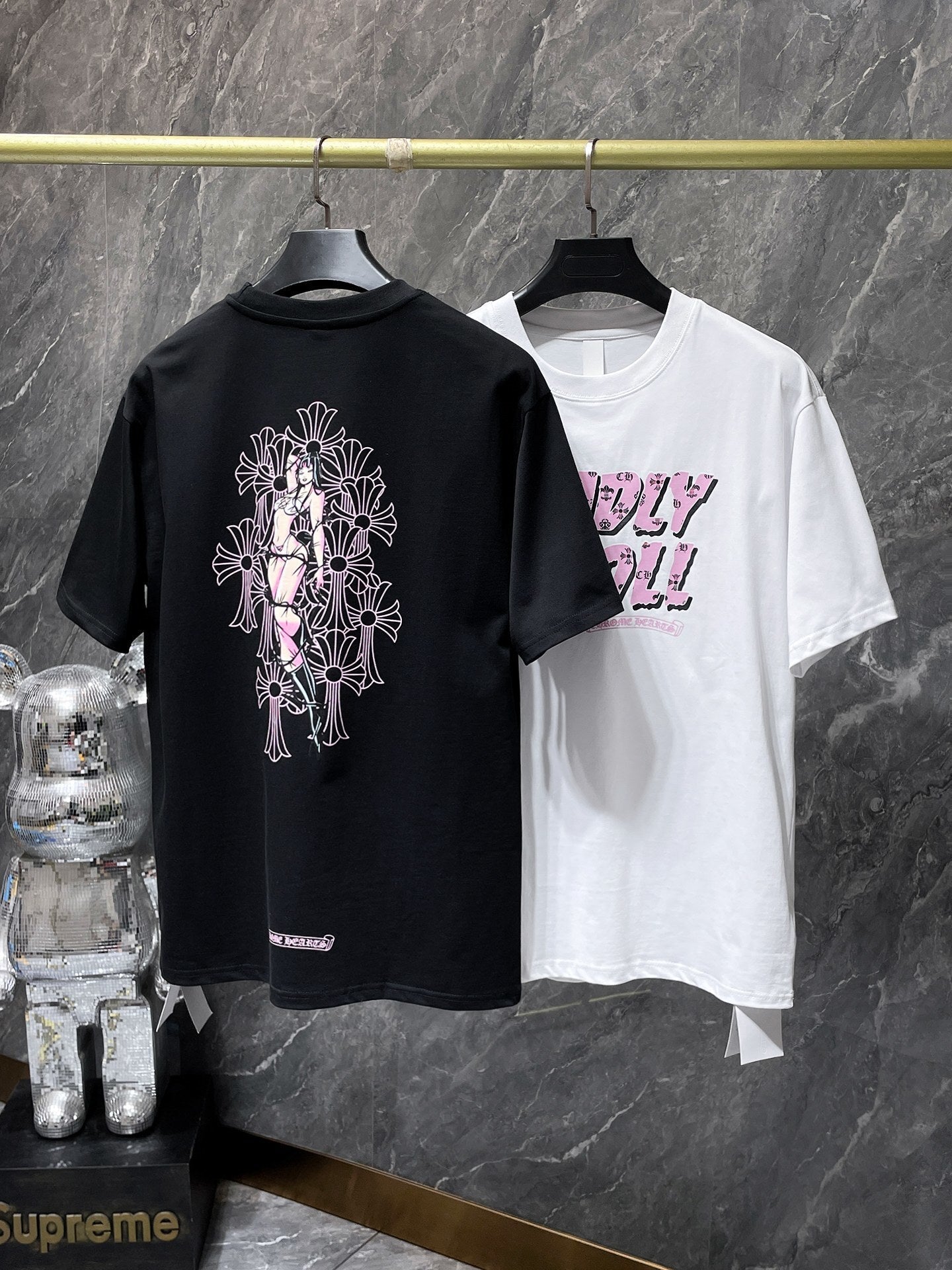 Men's Chrome Hearts Style Graphic Oversized T-Shirt Y2K Streetwear Cotton Short Sleeve Tee
