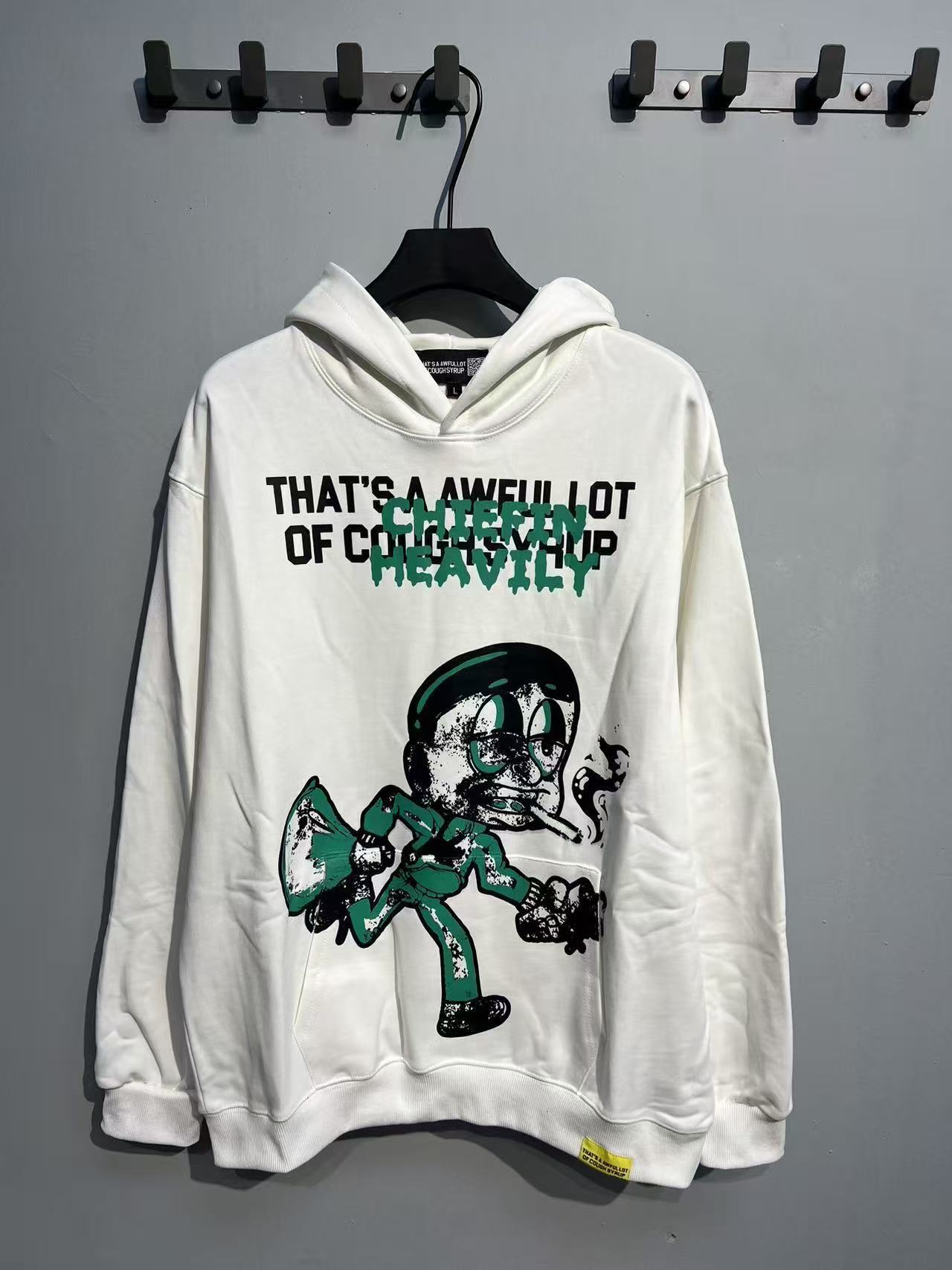Factory Wholesale 100% Cotton Hoodies Sweatshirts Oversized Flock Printing Heavyweight Fleece That's Awful Men Hoodie