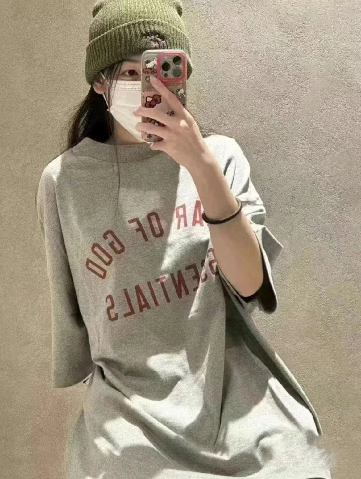 Essentials Letter Print Short Sleeve T-Shirt, Casual Oversized Cotton Tee for Men, Streetwear Summer Top