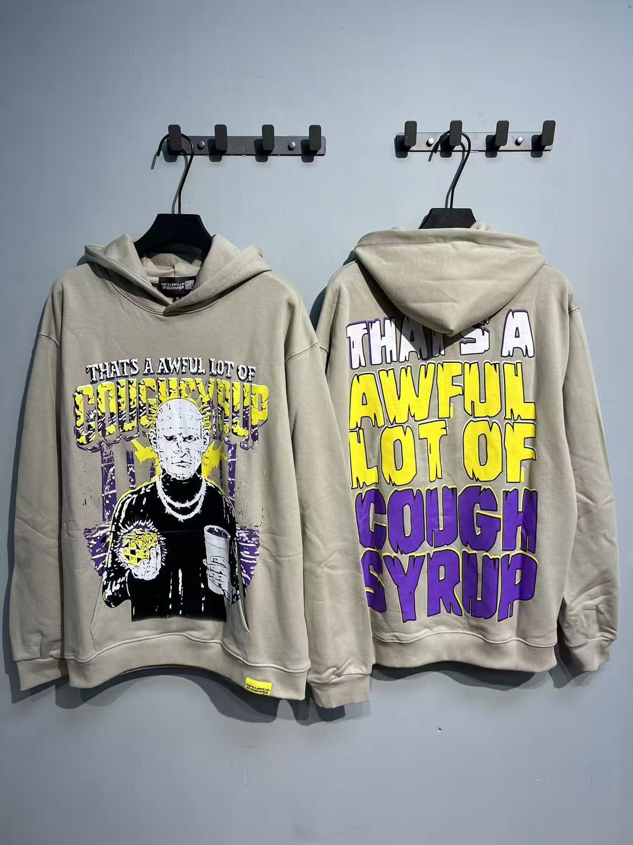 Factory Wholesale 100% Cotton Hoodies Sweatshirts Oversized Flock Printing Heavyweight Fleece That's Awful Men Hoodie