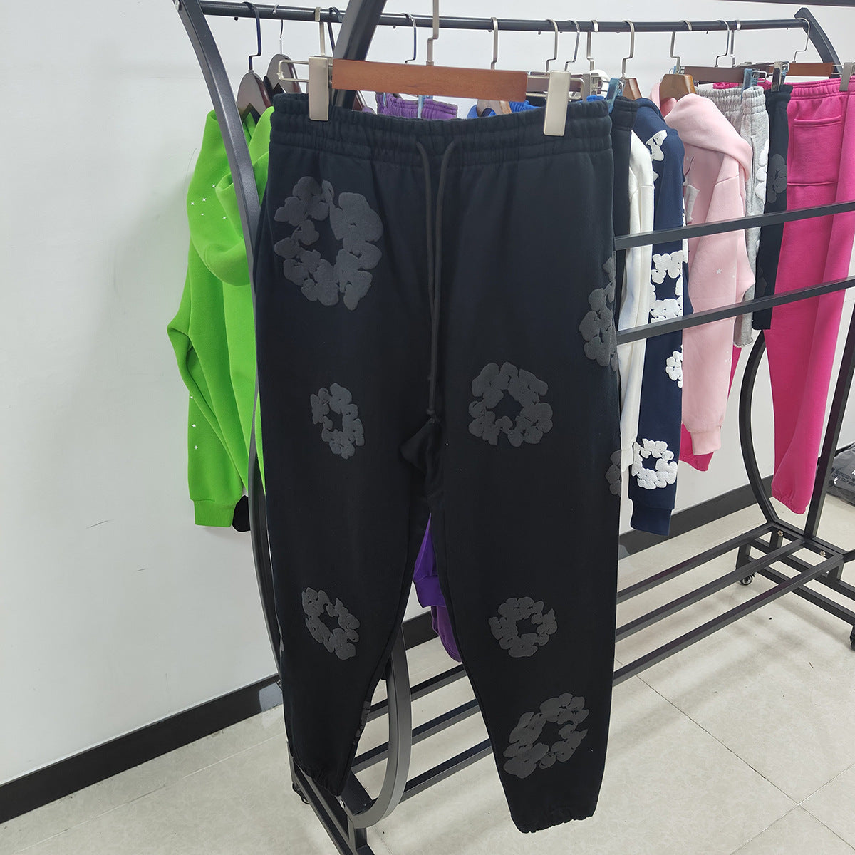 Top Quality 100% Cotton Men's Clothing Tears Hoodies Sweatshirts 430gsm Streetwear Tracksuits Denim Puff Printing Hoodie for Men