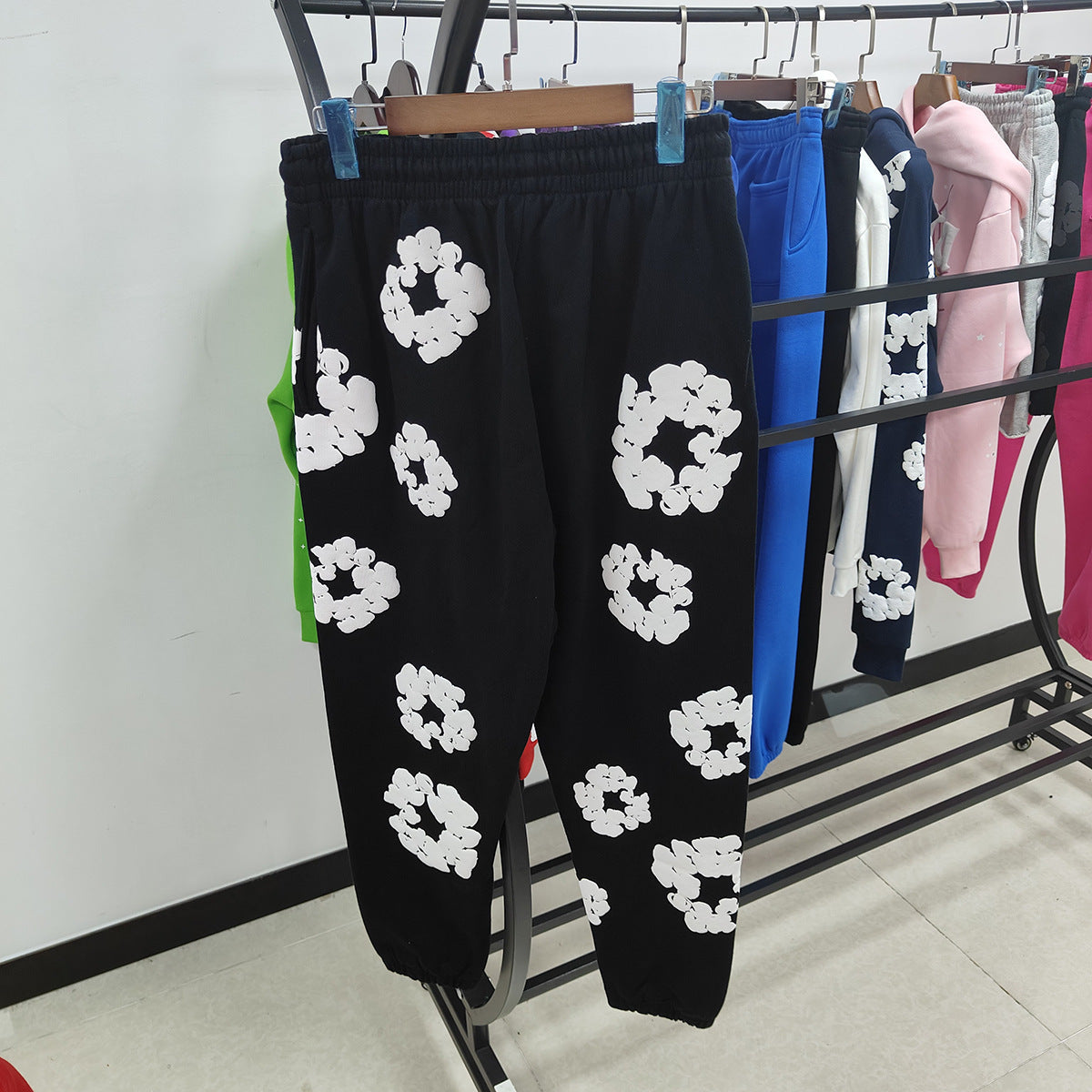 Top Quality 100% Cotton Men's Clothing Tears Hoodies Sweatshirts 430gsm Streetwear Tracksuits Denim Puff Printing Hoodie for Men