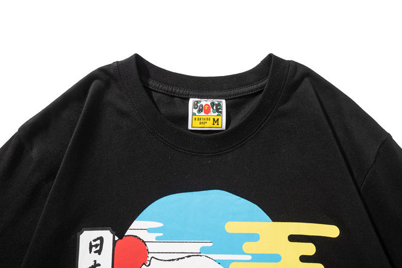 Bape Style Men's Ape Head Graphic Oversized T-Shirt, Premium Cotton Streetwear Tee, Hip Hop Casual Short Sleeve Top