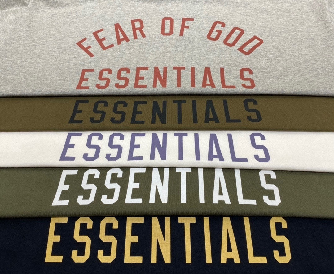 Essentials Letter Print Short Sleeve T-Shirt, Casual Oversized Cotton Tee for Men, Streetwear Summer Top