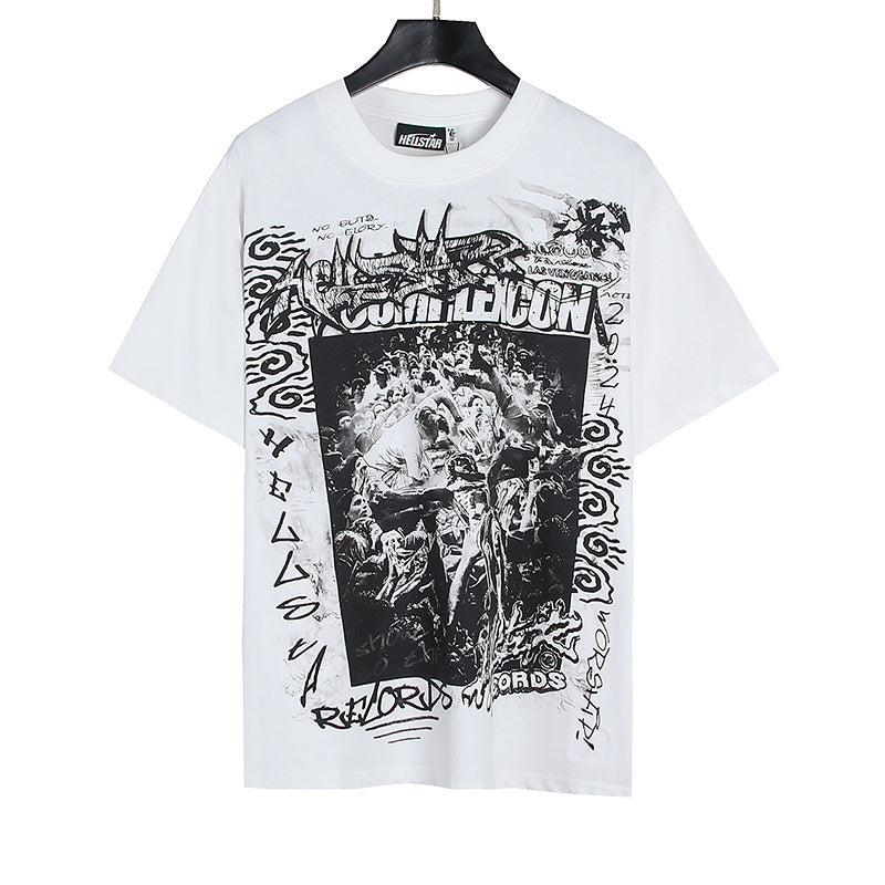 Top Quality Tshirts Men's Clothing Cotton Sweatshirts Pullover Streetwear Puff Printing T-shirt Men