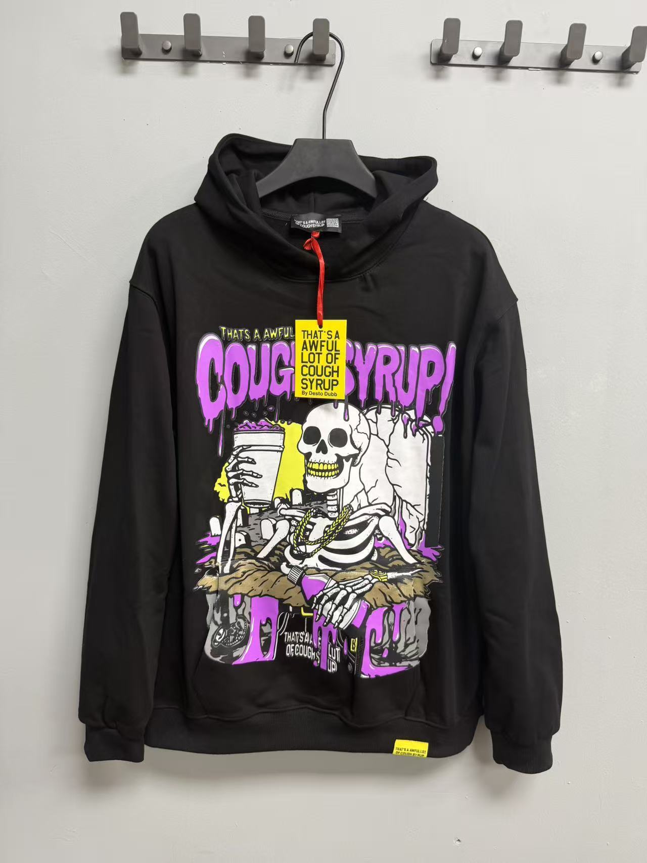 Factory Wholesale 100% Cotton Hoodies Sweatshirts Oversized Flock Printing Heavyweight Fleece That's Awful Men Hoodie