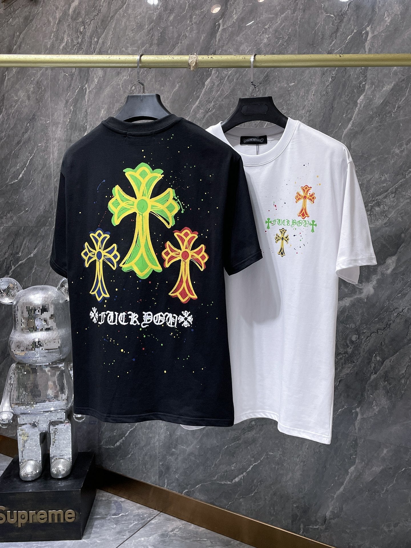 Men's Chrome Hearts Style Graphic Oversized T-Shirt Y2K Streetwear Cotton Short Sleeve Tee