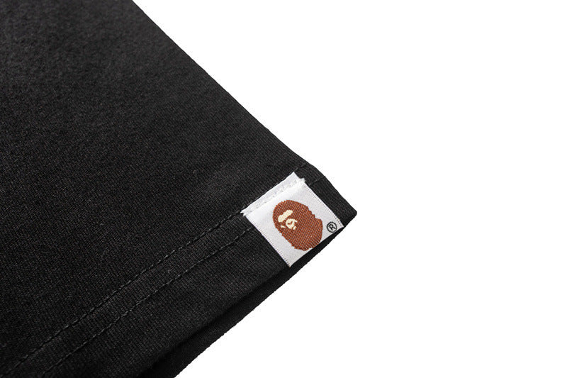 Bape Style Ape Head Graphic Print Short Sleeve T-Shirt, Men's Streetwear Oversized Cotton Tee, Hip Hop Casual Top