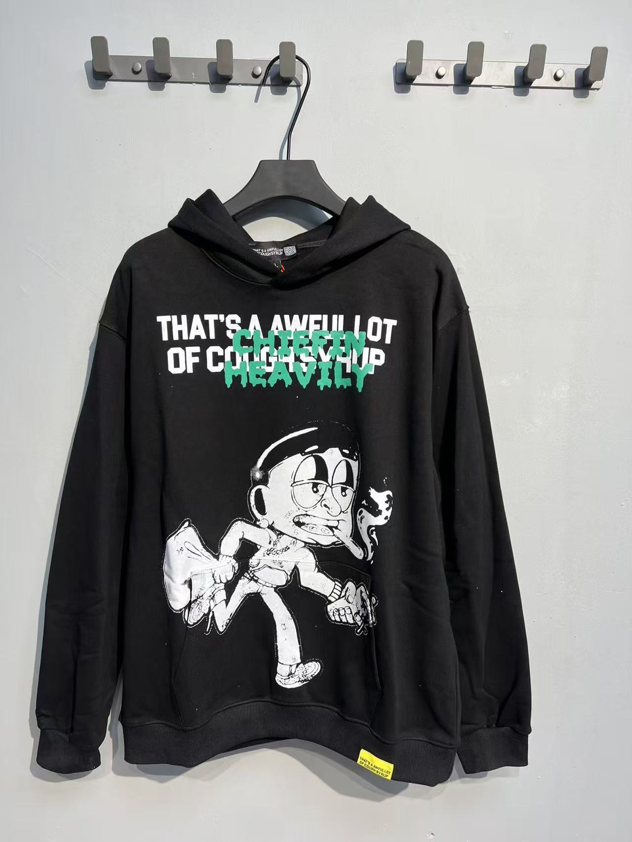 Factory Wholesale 100% Cotton Hoodies Sweatshirts Oversized Flock Printing Heavyweight Fleece That's Awful Men Hoodie