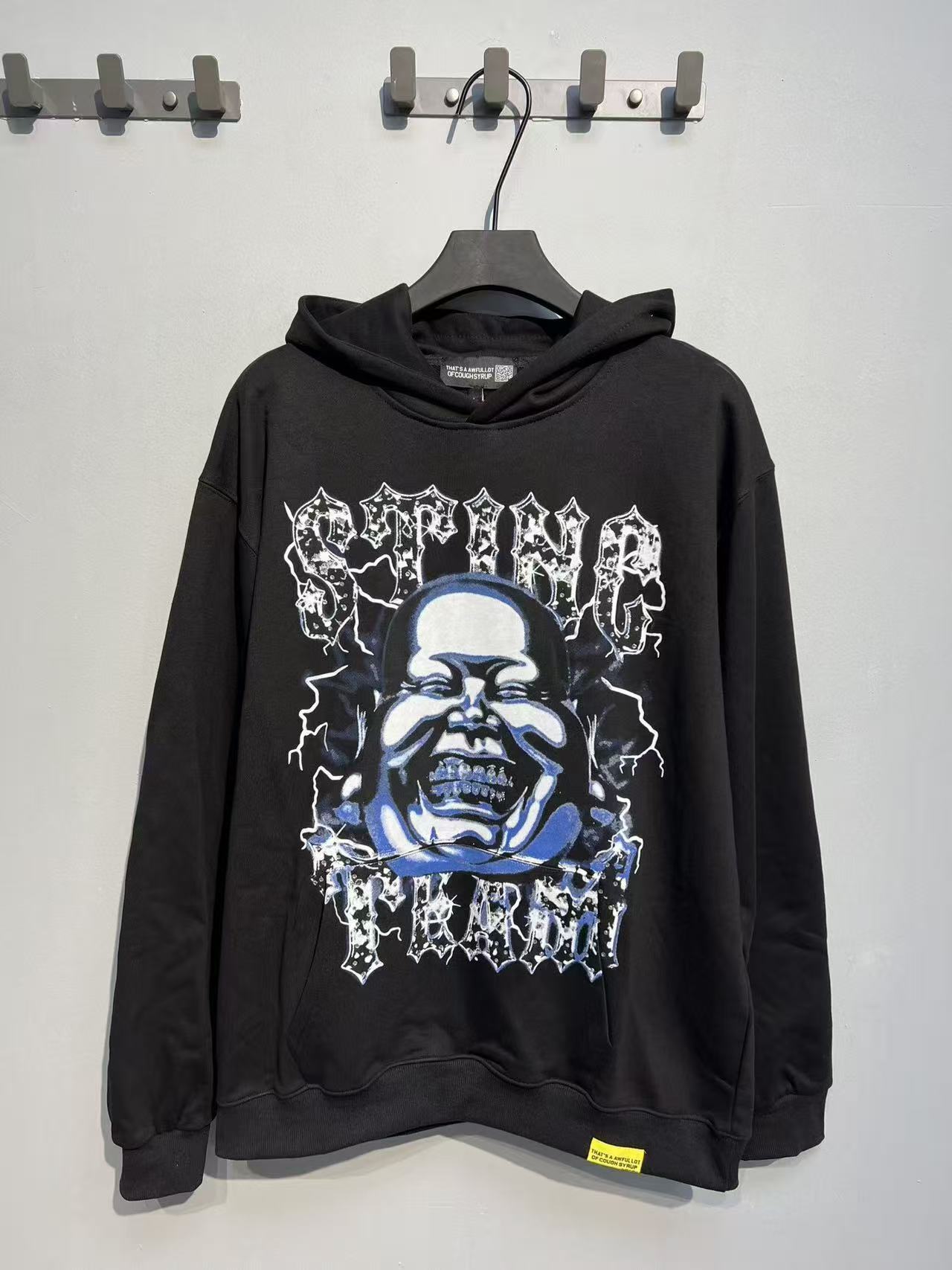 Factory Wholesale 100% Cotton Hoodies Sweatshirts Oversized Flock Printing Heavyweight Fleece That's Awful Men Hoodie