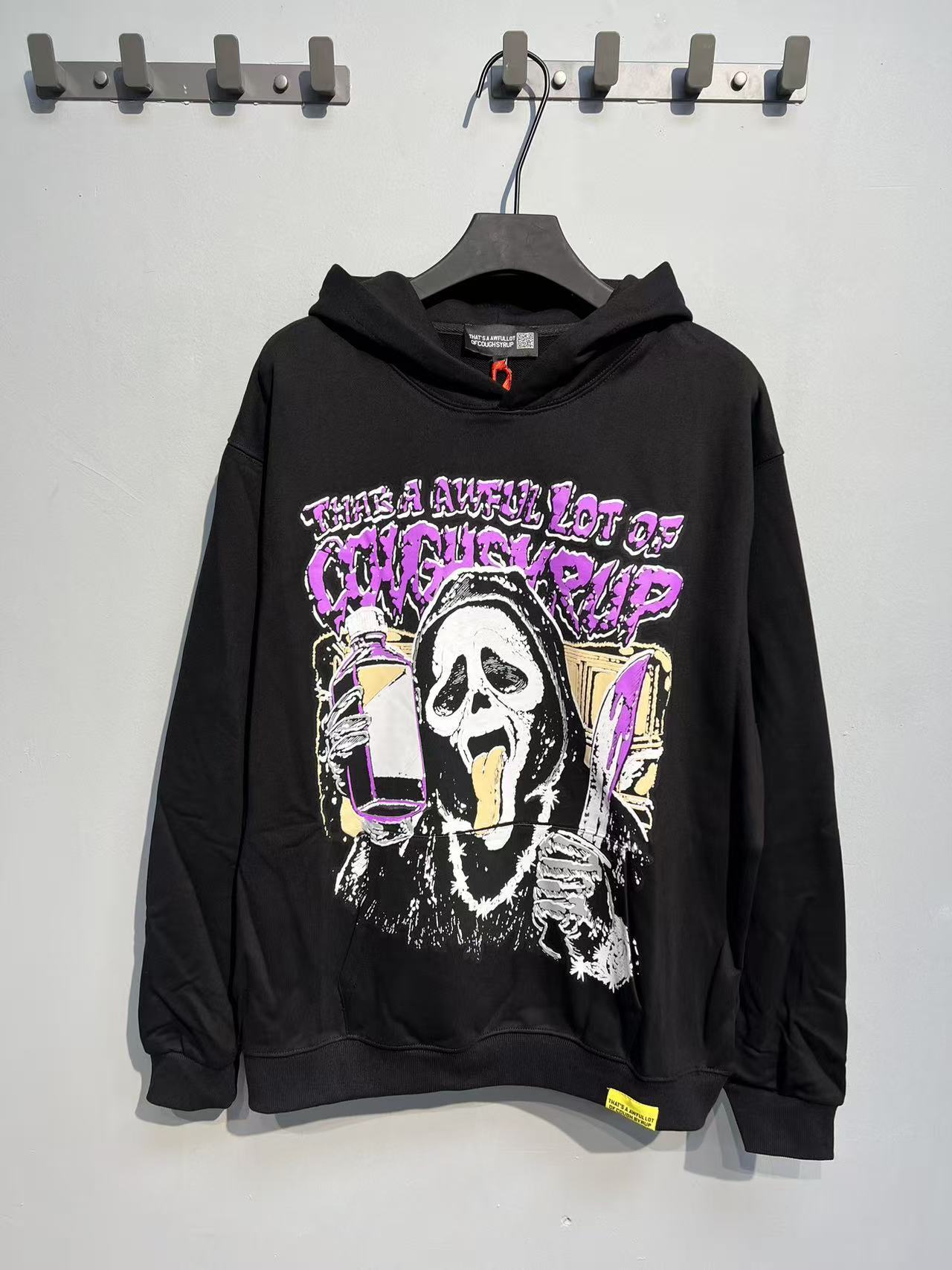 Factory Wholesale 100% Cotton Hoodies Sweatshirts Oversized Flock Printing Heavyweight Fleece That's Awful Men Hoodie
